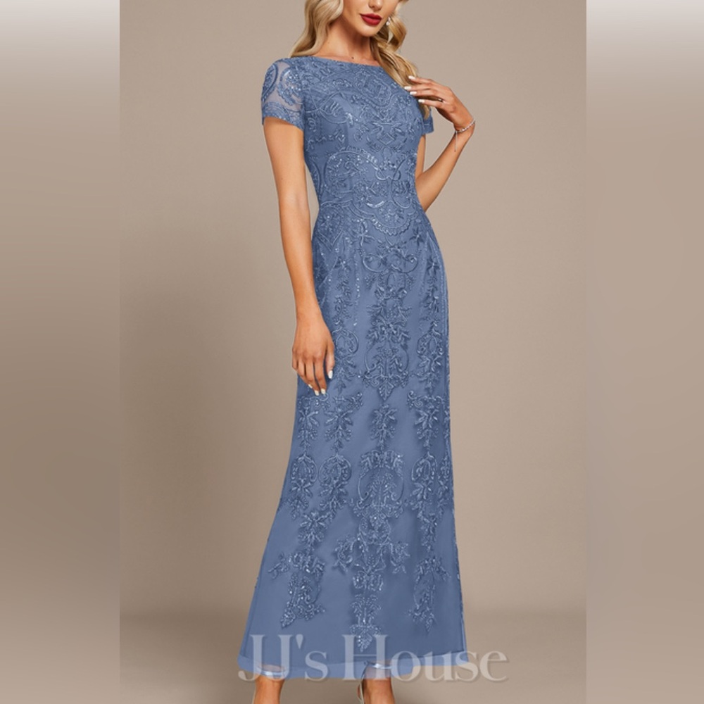 JJS House Mother of the Bride Long Dress, Size 14 Slate Blue New With Tags